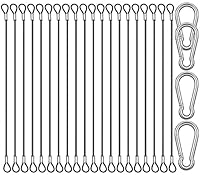 CKANDAY 20 Stück 15 cm Edelstahl Sicherheitsclips mit 4 Federkarabinern, Stahldrahtseil mit Schnallen, Vinylbeschichtung, kurze Sicherheitskette, Schnur ca