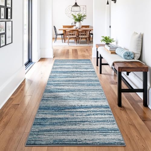 Chicrug 2x6 Blue Washable Runner Rug for Hallway Kitchen Entryway Non Slip