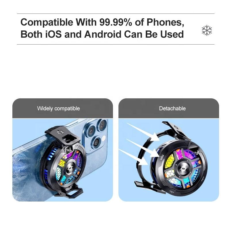 Image of Phone Cooler with AI Cooling Mode, RGB Lighting, Real-Time Temperature and Power Display, Strong Magnet and Clip Mount, Ultra-Quiet Fan (SL18)