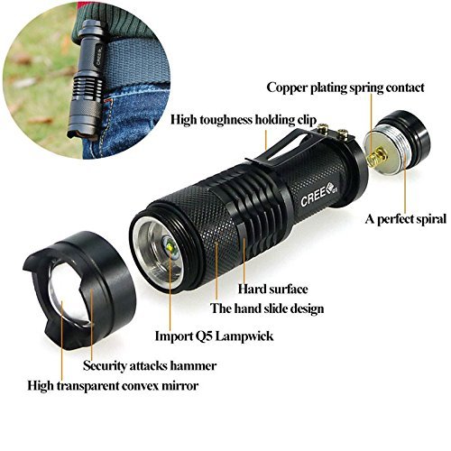 Bestsun 5 Pack Tactical Mini Led Flashlight Ultra Bright 300 Lumens Q5 Led Handheld Flashlights Water Resistant Adjustable Focus Small Torch Light For Kids Child Camping Cycling Hiking Emergency #TOP2