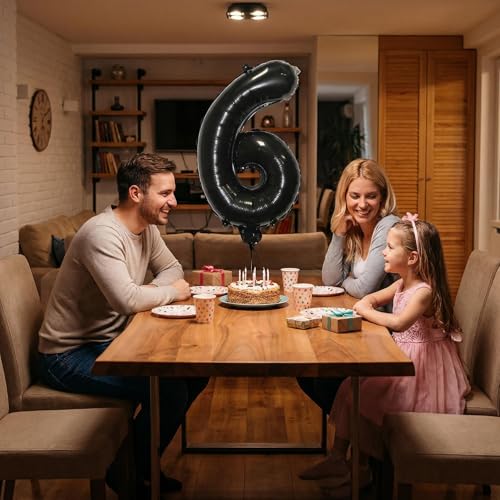 Image of YPSelected 32 Inch Large Foil Helium Number Balloon Birthday Wedding Party 0-9 (Black, 6)