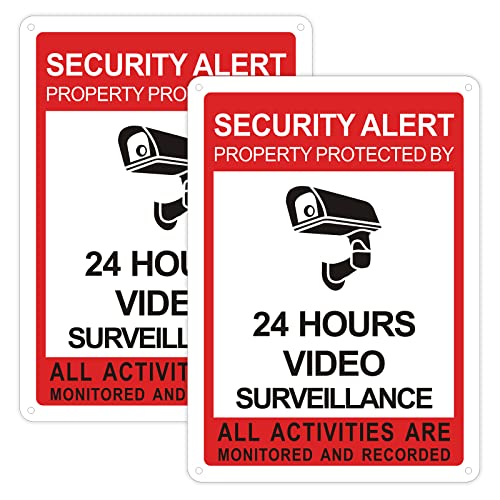 Goodvia Outdoor Reflective Aluminum Metal Security Signs - CCTV in Operation & 24 Hour Video Surveillance
