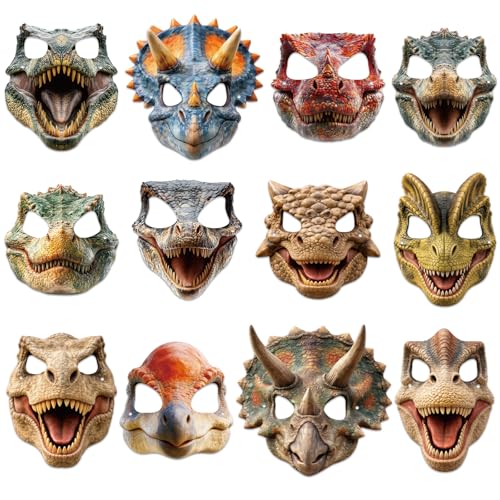 80UncleKimby 36 Pcs Dinosaur Masks Party Decorations for Dino Animal Theme Birthday Supplies