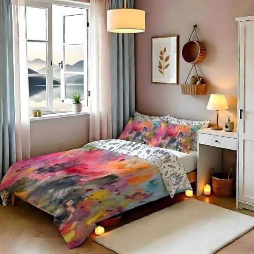 Housse de couette 200x200 cm multicolore respirante avec fermeture éclair