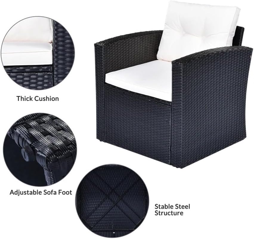 Outdoor Furniture Set, Outdoor Furniture,Patio Conversation Sets,6-Piece PE Rattan Patio Furniture Outdoor Dining Conversation Sectional Set with Coffee Table, Lounge Wicker Chairs, Ottomans ( Color :