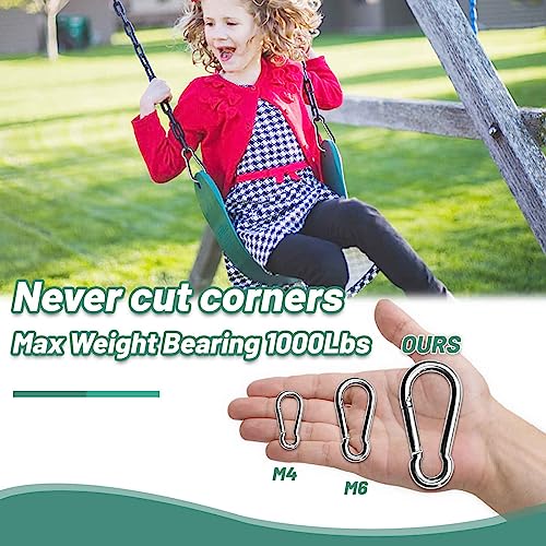 Image of Pixel Panda 3.1&4 Inch Heavy Duty Carabiner Clips Load 1000lbs, 2&4&8Pack Large Snap Hooks for Gym, Outdoor, Swing, Hammock