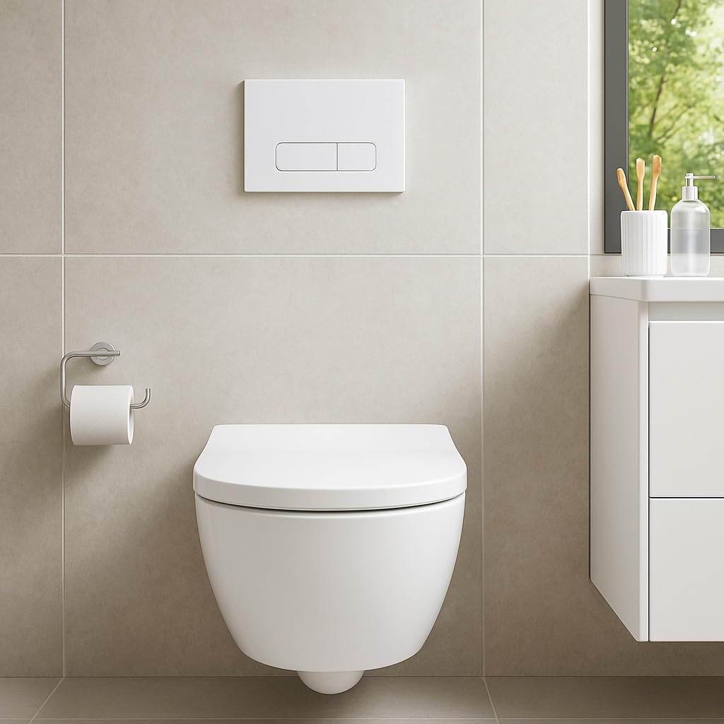 Placa de Descarga Blanca Mate – Compatible con Geberit Duofix Sigma/Delta/Basic – Botón de Doble Descarga – Wunderbad