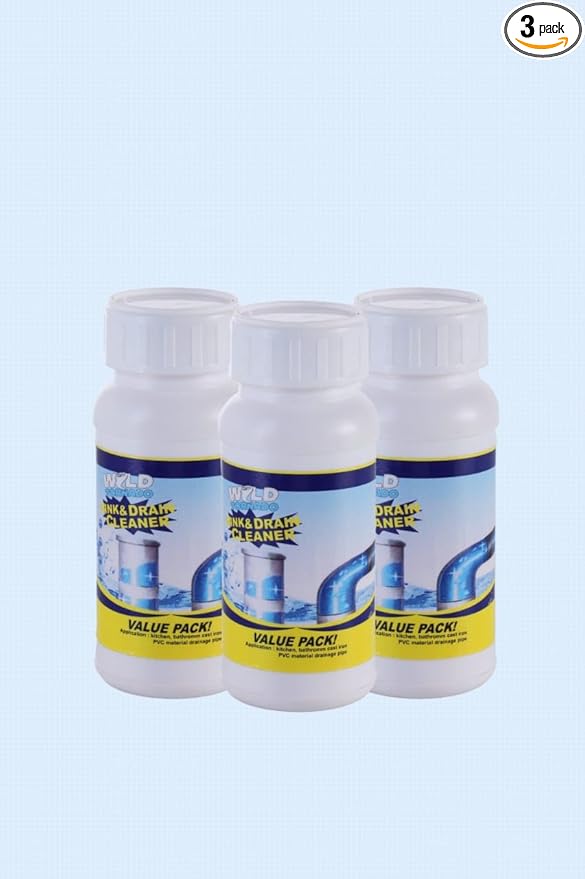 Sakshi exim Wild Tornado Sink & Drain Cleaner Powder Removes Hair Clogs in Pipe and Sink Blockages in Washbasin, Septic Tank, Pipes Instant Toilet Blockage in bathroom and kitchen(Pack of 3) (3)