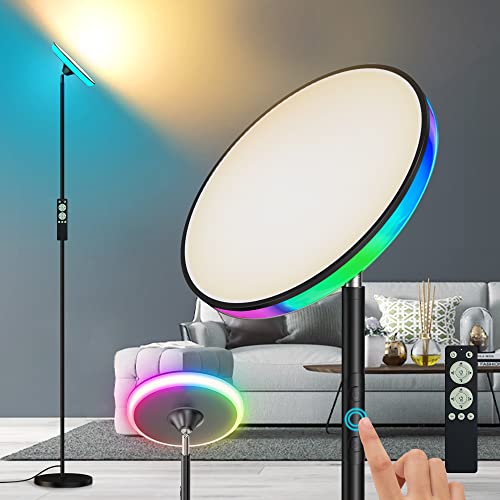 Floor Lamp,42W 3200LM Bright Torchiere Sky Modern LED Lamps,Tall Standing Pole Light with Remote,5 Color Temperatures Dimmable,85% Energy Saving,Memory & Timer,for Living Room,Bedroom,Office(Black) Floor Lamp,42W 3200LM Bright Torchiere Sky Modern LED Lamps,Tall Standing Pole Light with Remote,5 Color Temperatures Dimmable,85% Energy Saving,Memory & Timer,for Living Room,Bedroom,Office(Black)
