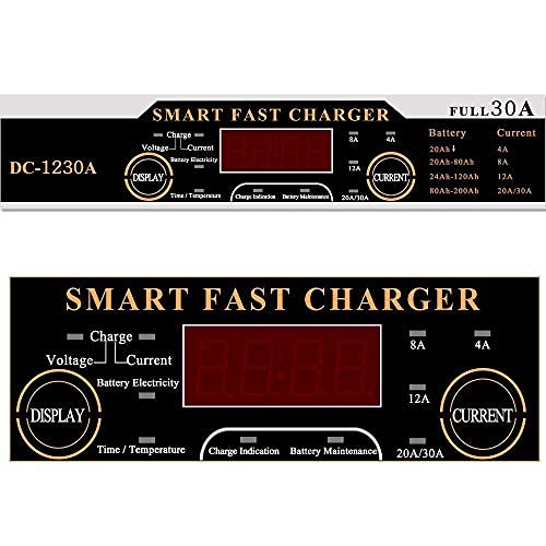 SANWAN cargador inteligente de batería, 30 A, 12 V, carga rápida, pantalla LCD para caravana, autocaravana, barco, coche