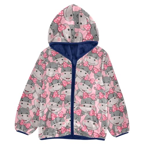 CHIFIGNO Cute Cartoon Hippos Boy Lightweight Jacket Fleece Outerwear Jackets for Fall Winter 3T