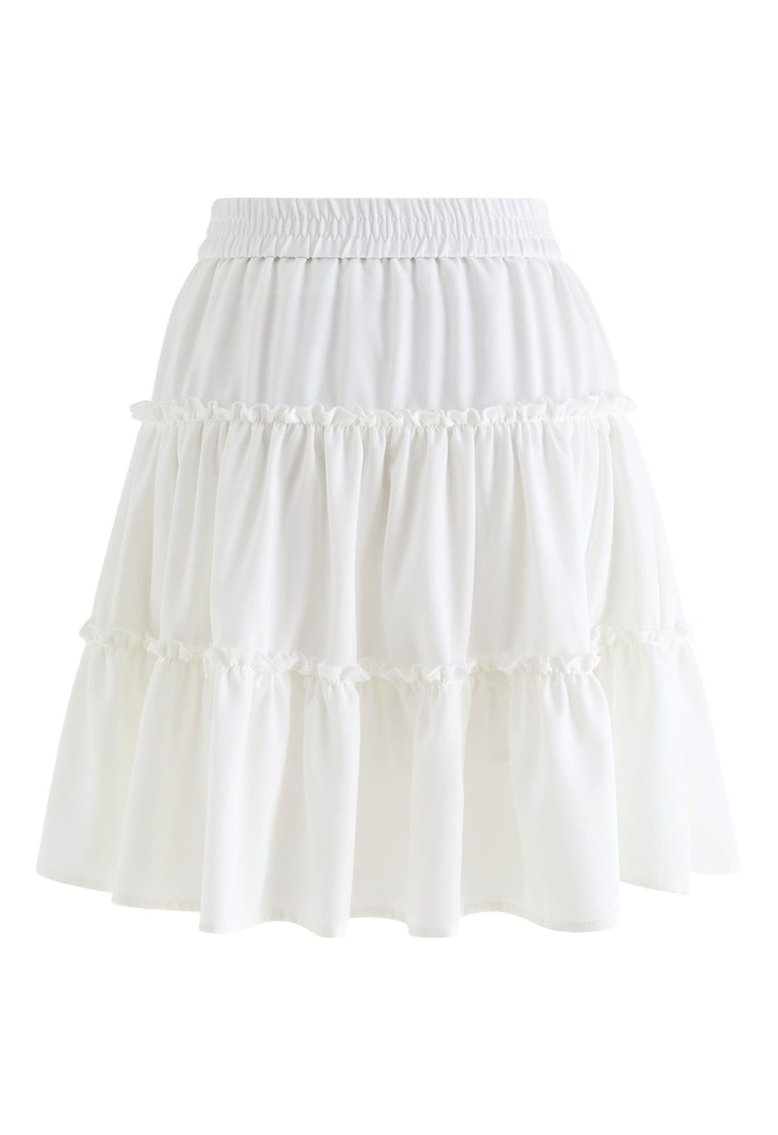 GenericNIMBLE NEST Girls Crepe Fabric Ruffle Skirt, Knee Length, Adjustable Waist