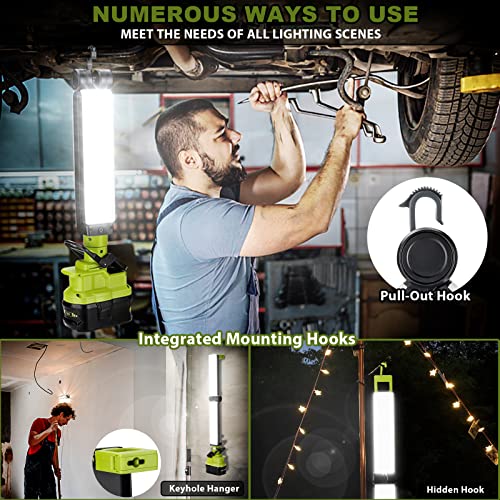 Image of Taingwei 2400LM LED Work Light Clip on Light for Ryobi 18v Battery, 30W Flood Light for Car Repairing, Camping, Emergency and Job Site Lighting
