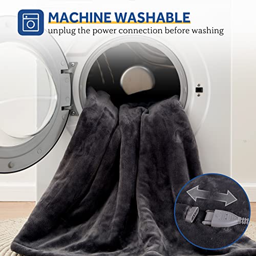 Snapklik.com : SEALY Electric Blanket Heated Throw, Flannel Heating Blanket