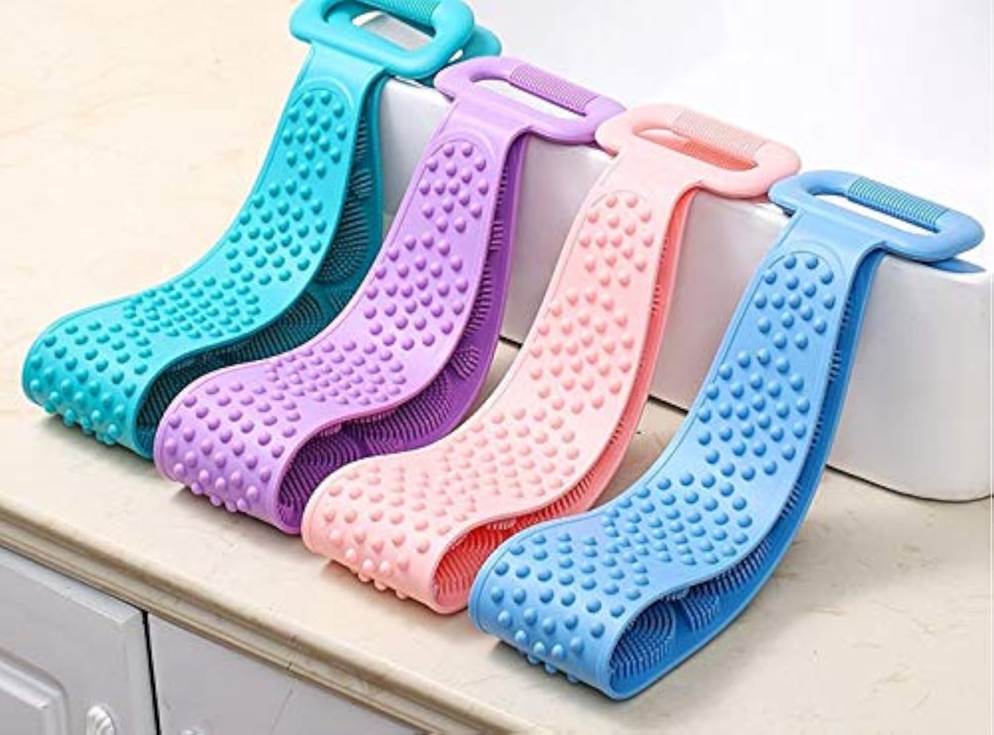 Silicone Dual Sided Back Scrubber Brush & Massager, Foot Sole Cleaner