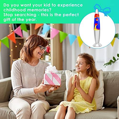 Image of 16inches Magma Lamp Purple and Orange for Kids and Adults- Big Motion Night Lights with Purple Blue Liquid Orange Wax, Gifts for Teens Boys Girls