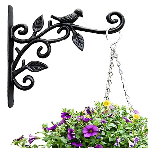 21 Charming Vintage Gardening Ideas to Transform Your Outdoor Space 5 Cast Iron Metal 9.5" Hanging Planter Flower Pots Bracket Bird Feeder Hook Wind Chime Lanterms Hanger with Double Sided Bird for Indoor Outdoor Wall Fence Deck Trees Patio Garden Post Arm