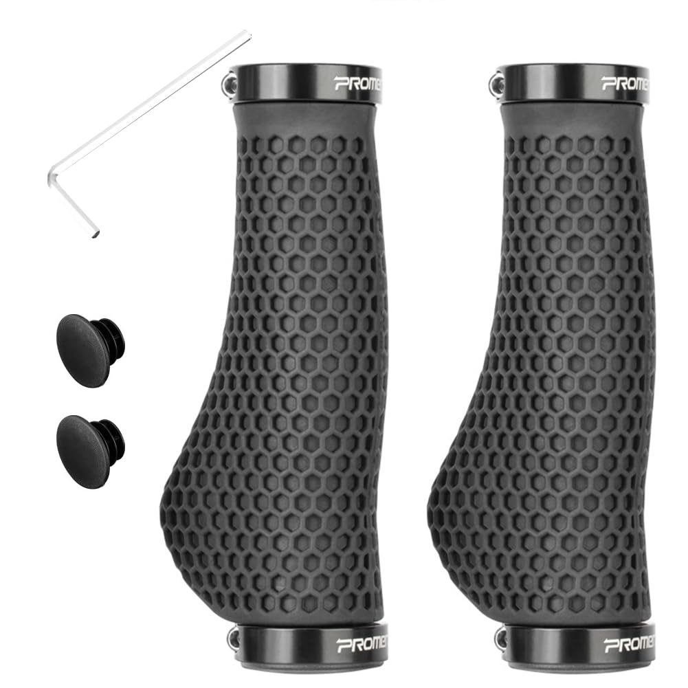 Bike Handlebar Grips, Ergonomic Design Bicycle Grips Widen Holding Rubber Bike Handlebar Grips with Aluminum LockGrips for E-Bike Scooter Foldable