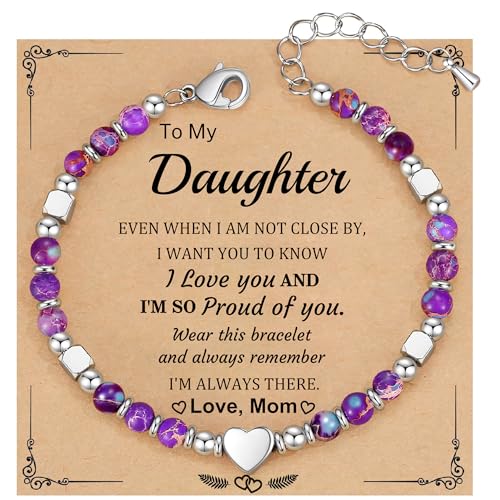 Christmas Gifts for Women, Stocking Stuffers for Teens Beaded Bracelets for Women Gifts for Mom Christmas Gift Mothers Day Gift for Grandma Daughter Bonus Mom Nature Stone Bead Bracelet Graduation Jewelry for Her 2026