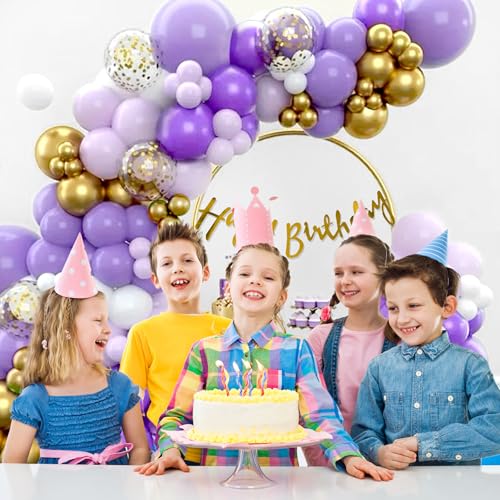Image of SpecialYou.in 55 Pcs Happy Birthday Decoration Kit For Girls, Pastel Purple Balloons For Birthday Decoration Items, Chrome Metallic Balloons, Bday Decor Items, Balloon Decorations Kit