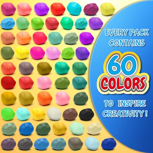 image for ESSENSON Magic Clay - Air Dry Clay 60 Colors, Modeling Clay for Kids w