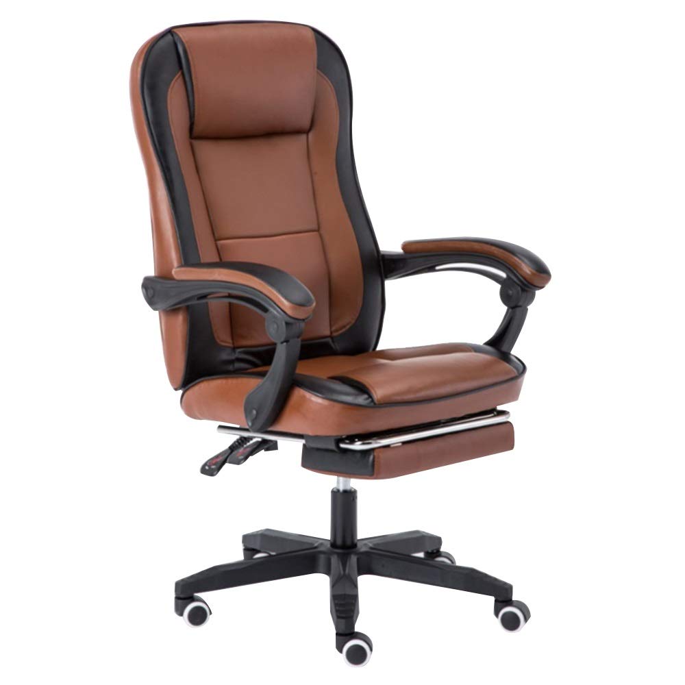 Ergonomiczne krzesło komputerowe z masażem talii, obrotowe krzesło dla graczy, wysokie oparcie, krzesło biurowe do sali konferencyjnej, z regulacją wysokości (brązowo-czarny)