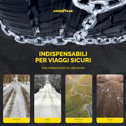 Goodyear 77937 Schneeketten 12 mm für SUV, Lieferwagen und Wohnmobil mit Selbstspannsystem, Größe 250