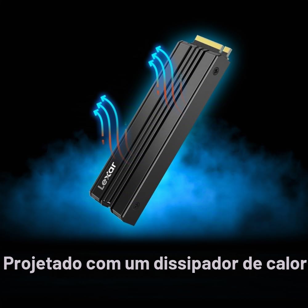 Lexar SSD NM790 de 2 TB com dissipador de calor PCIe Gen4 NVMe M.2