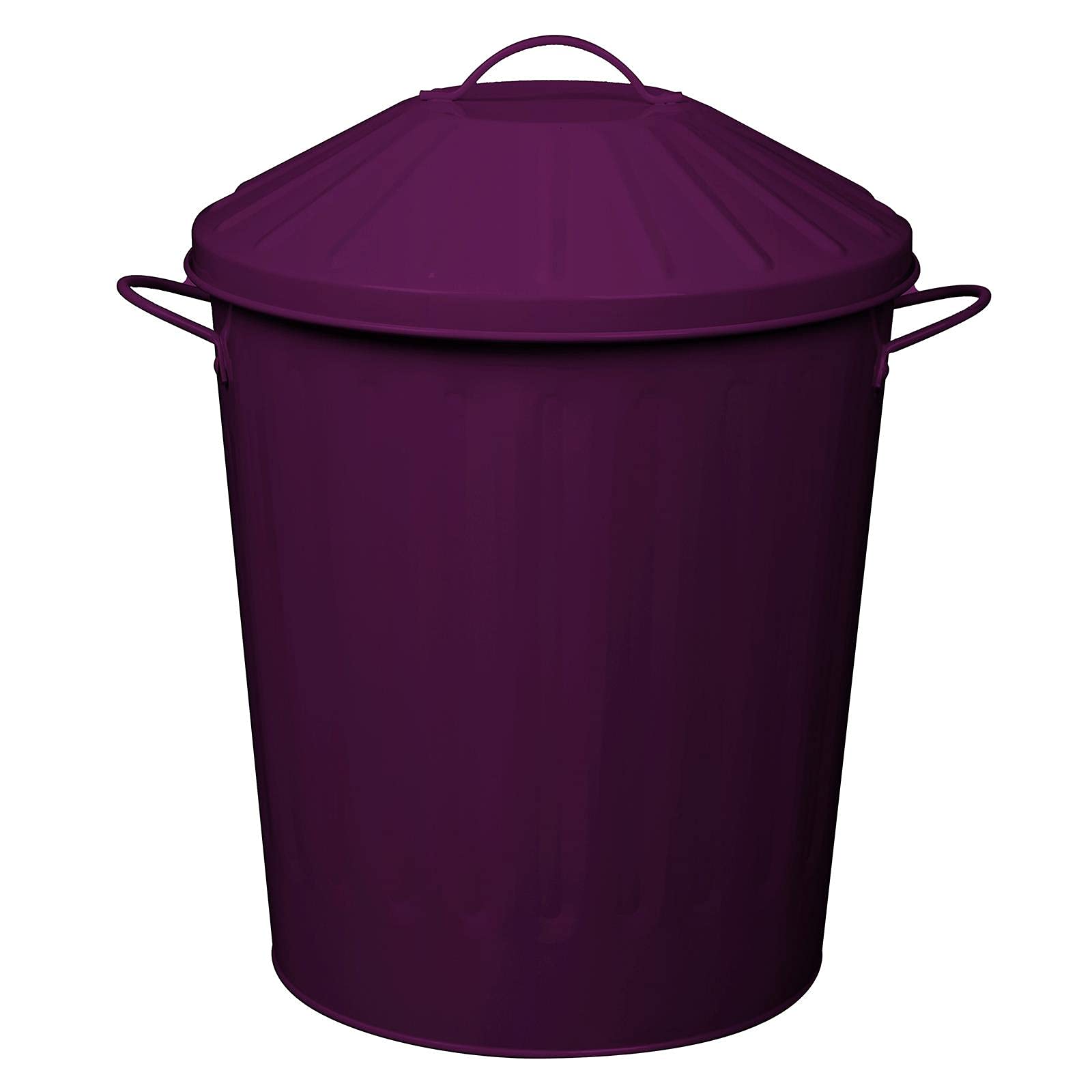 simpa 40L Colourful Vintage Style Metal Tapered Dustbins & Lids - Purple 46cm (H) x 32.5cm (Dia)