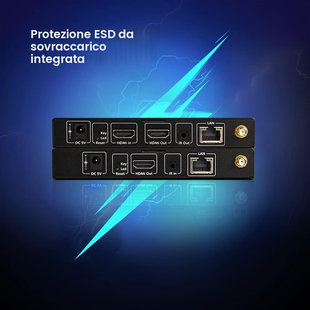 Trasmettitore e Ricevitore HDMI Wireless, 1080P@60Hz, Portata fino a 200m/656 piedi, Ritorno IR, Estensore HDMI Wireless con Loop-Out, Corrispondenza Automatica, 120m/394 piedi Tramite Cavo Ethernet