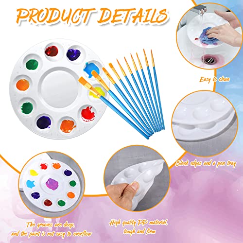 30 Sets Paint Brush Palette Set Bulk, 300 Pcs Nylon Hair Brushes 30 Round Paint Pallet For Acrylic Painting Palette Supplies For Watercolor Oil Art Party Classroom Kids Student Adults Artist Craft #TOP3