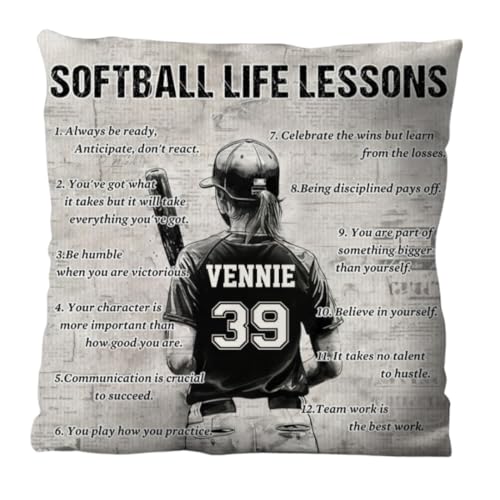 Personalized Softball Throw Pillow