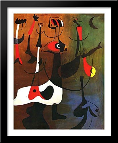 Rhythmic Characters 28x34 Large Black Wood Framed Print Art by Joan Miro