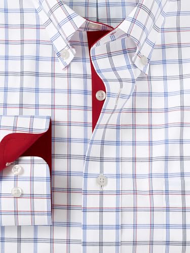 Paul Fredrick Men's Tailored Fit Non-Iron Cotton Check Dress Shirt2