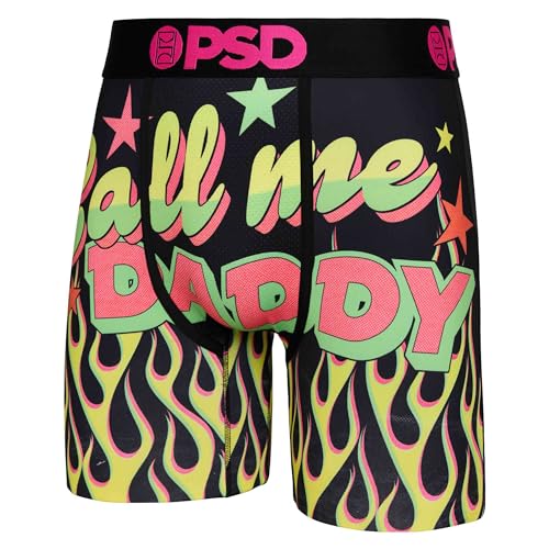 PSD Men's Verbiage Boxer Briefs - 7 Inch Inseam Breathable and Supportive Men's Underwear with Moisture-Wicking Fabric