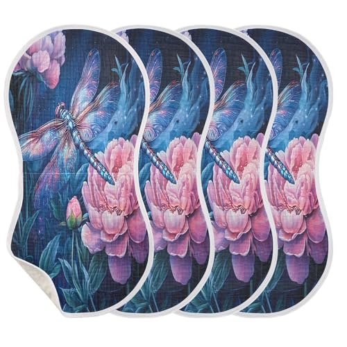 Colorful Dragonfly Burp Cloths Cotton Baby Washcloths,Large 22x11in Burping Cloth Absorbent and Soft for Newborn Baby Boys and Girls,1 Pack3