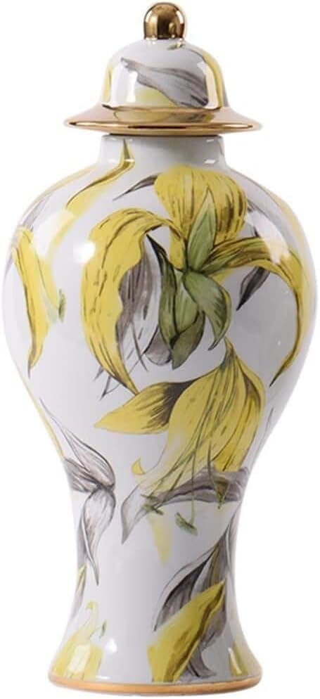 Food Storage Jar,Decorative Jar Ginger Jar Vase Decor Modern Ceramic Ginger Jar with Lid Chinese Traditional Decorative Porcelain Jars Temple Jar with Lids Ginger Jars Stor,a-21 * 49Cm