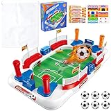 BBEUU Mini Tischkicker Set, Tischfussball Kinder Brettspiel, Mit 6 Fußball Und Aufbewahrungstasche Handpunktezähler Aufkleber, Interaktives Fussballspiel Zur Geeignet Für Jungen 5-12 Jahre