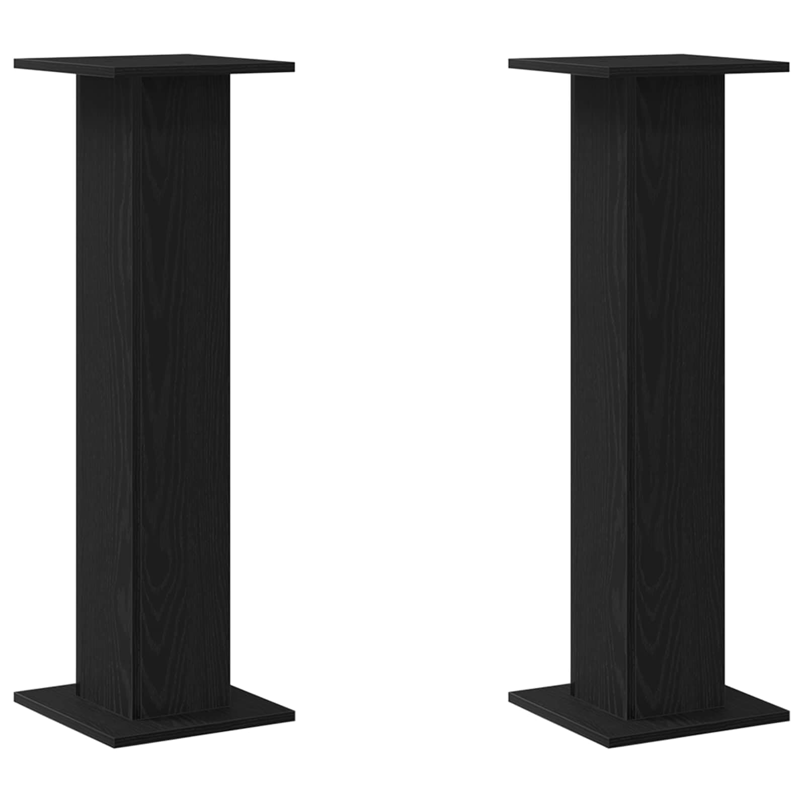 Set di 2 supporti per altoparlanti, colore nero, effetto rovere