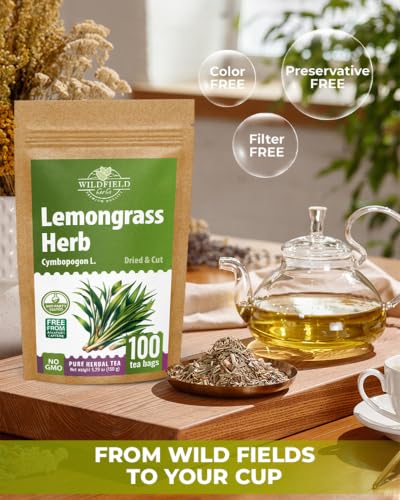Image of 100 Bags Dried Lemongrass Tea Lemon Grass Leaf Herbal Tea Zacate De Limon (Cymbopogon) - 100 Count 1.5g Bags Lemongrass Chai Herb Limoncillo (Hierba Limon)