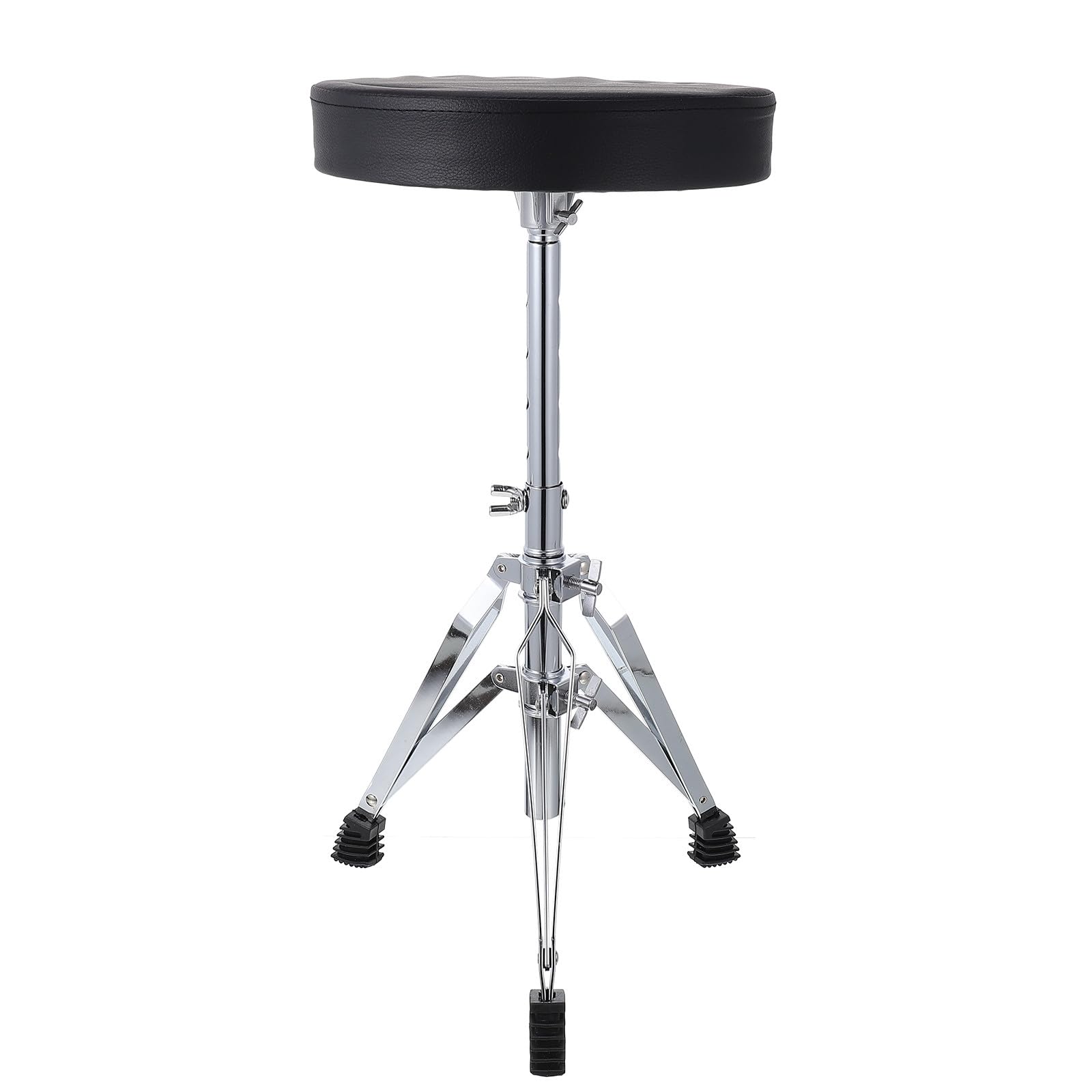 Taburete Ajustable para Batería Electrónica, 1 Pieza, Negro | Aleación, Cuero y Esponja, Patas Regulables, Estructura Multicapa Estable, Fácil de Limpiar