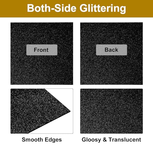 Image of MECCANIXITY 3Pcs Black Glitter Acrylic Sheets 1 /8 inch Thickness 12 inch x 12 inch Glossy PMMA Fluorescent Plastic Sheets Extruded Translucent Blanks for DIY Art Crafting Laser Cutting & Engraving