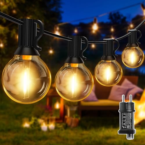 Ollny LED Lichterkette außen 5 M, Lichterkette Outdoor mit 13+1 G40 Glühbirnen, Wasserdichte Lichterkette strom für Garten Camping Balkon Pavillon Terrasse Hochzeiten Partys