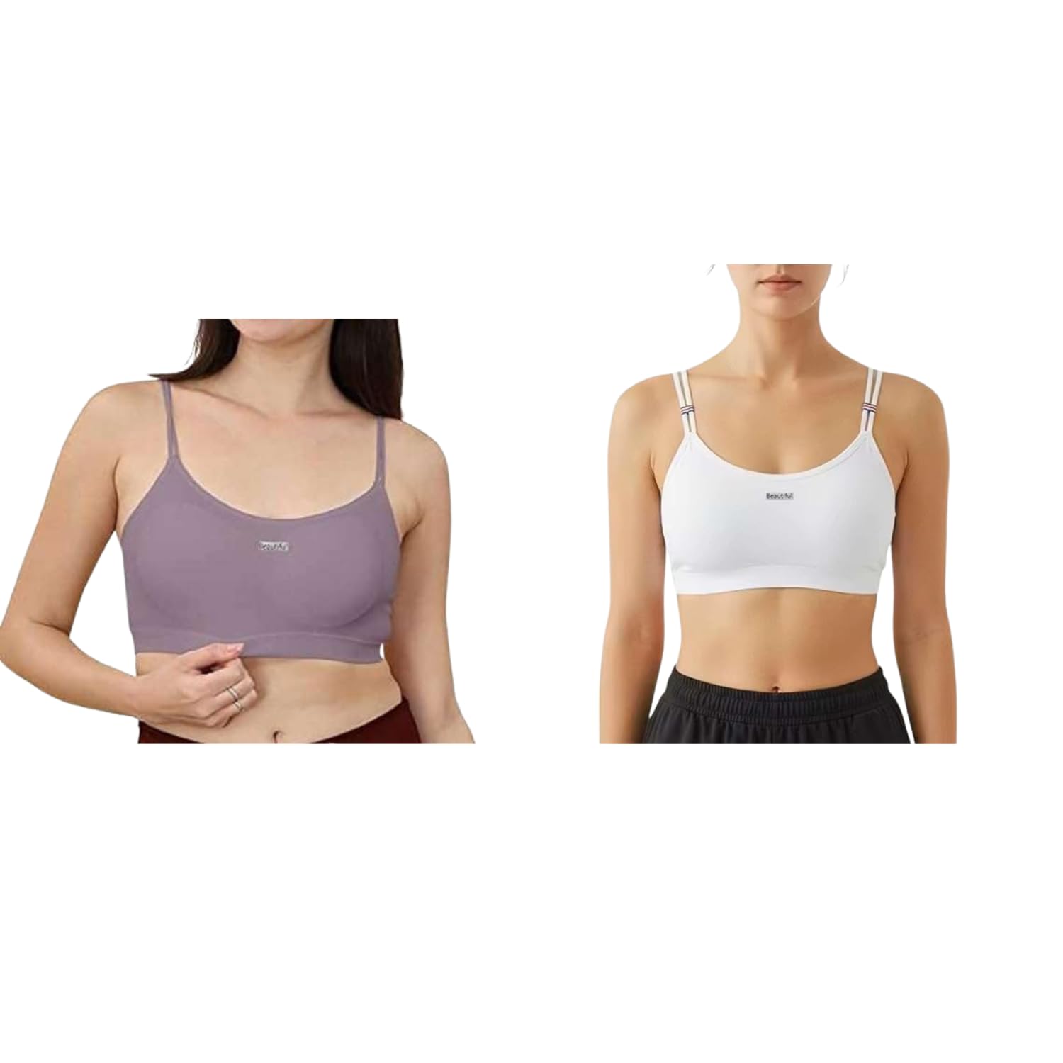 Beautiful Cotton Blend Double Strap Sports Bra, Wireless Non-Padded Comfortable Activewear for Gym Everyday Use, Breathable Stretch Fit Innerwear, Pack of 2-picture-48