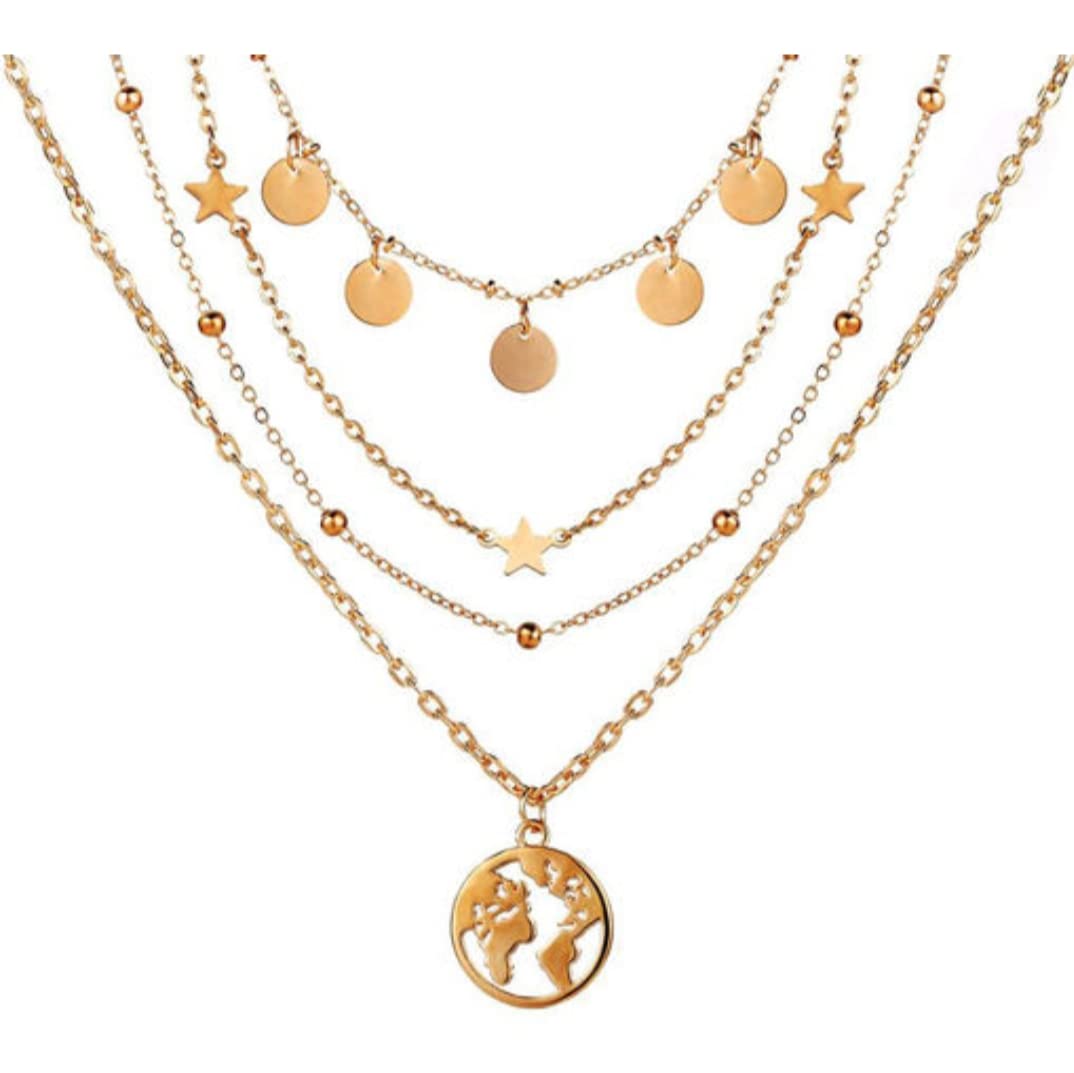 Vembley Gorgeous Gold Plated Multi Layered Star and World Necklace For Women And Girls (B09SFZDGZ2) Amazon Price History, Amazon Price Tracker