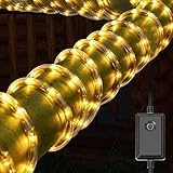 Jopassy 20m 480 LED Lichterschlauch Lichtschlauch – Innen und Außenbereich – energiesparende Leucht, Dekoration für Garten Fest Hochzeit, 8 Modi Lichterkette, Warmweiß