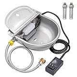 KHEARPSL Automatic Heated Dog Bowl Thermal-Bowl Livestock Waterer Water Trough Stainless Steel Auto