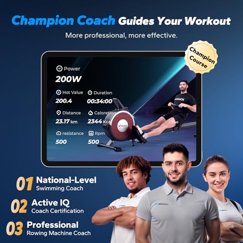 image for Rowing Machine, MERACH Bluetooth Magnetic Rower Machine with Dual Slid