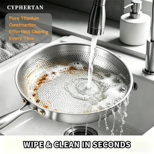 CYPHERTAN Titanium Frying Pan 11 Inch with Lid, Hammered Induction Skillet - image 7