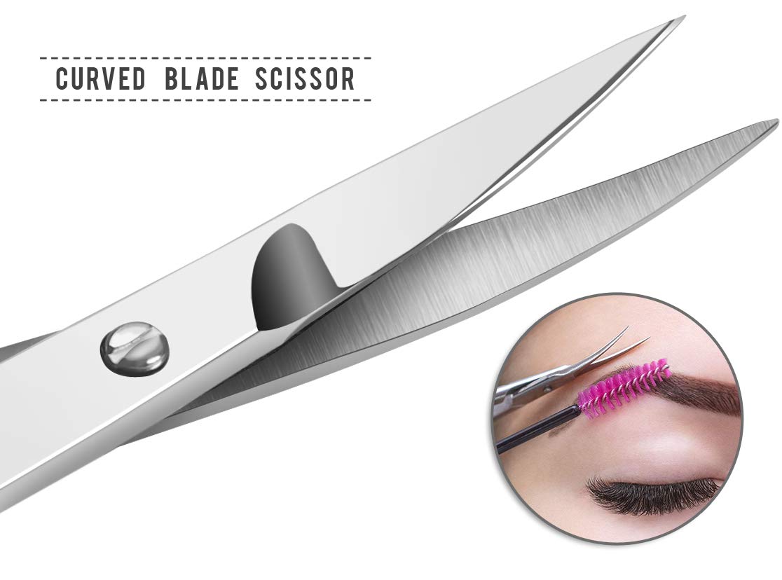Premium Quality Multipurpose Facial Hair Scissor For Men - Mustache, Stainless Steel Pedicure Nail Scissor, Nose Hair And Beard Trimming Scissor, Eyebrows, Eyelashes And Ear hair Scissor (Pack Of 2) 2